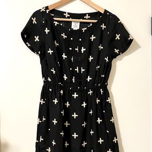 Yellow is Gold, silk crosses dress, Sz. S